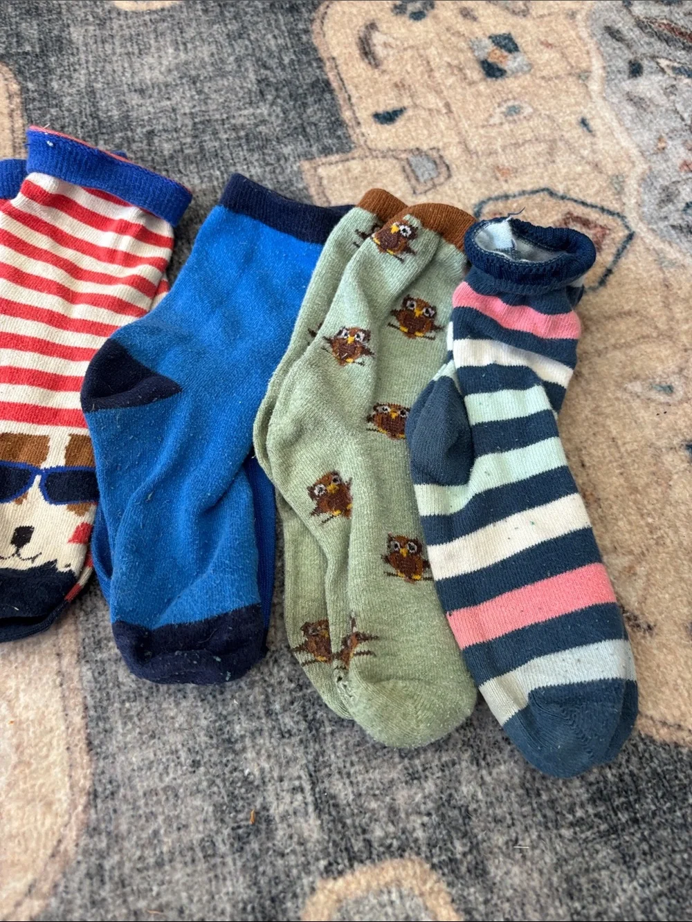 Kids Mixed-Pattern Ankle Socks - Blue, Red, Green, Gray, Crewcuts etc